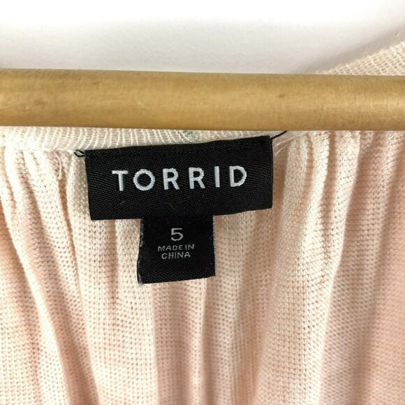 Torrid Cardigan Sweater Plus Size 5X Pink Knit Open Long Sleeve Lace Up Back - Picture 2 of 3